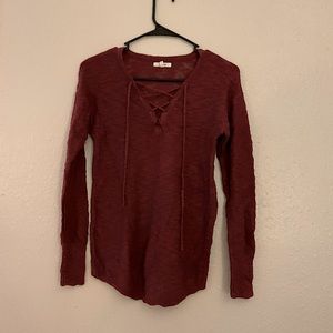 Maroon vneck sweater. Small. Maurices